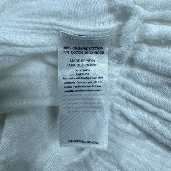 Faherty Kasey Organic Cotton Gauze Dress Sz L Tiered White Boho Cottage READ - Picture 13 of 16